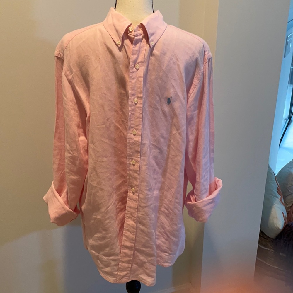 Men’s Ralph Lauren linen button down shirt.